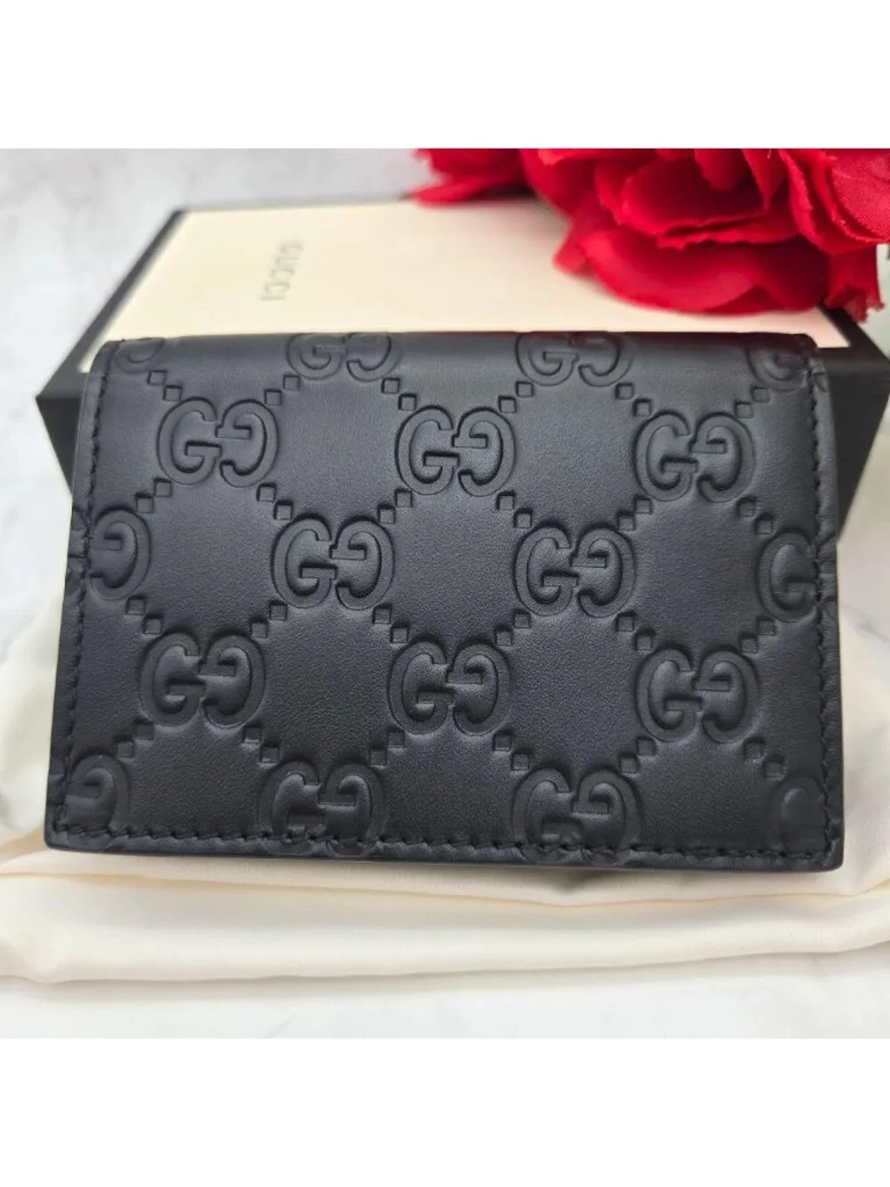 ★SOLD★ Gucci Business Card Holder Case GG Leather - Picture 2 of 14